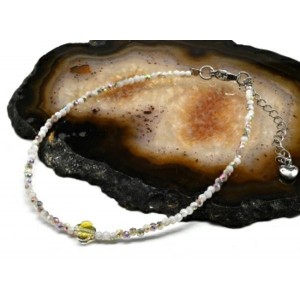 Браслет на ногу из циркона шарик гр.2мм, цвет белый, 21см (иск.)