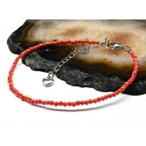 Браслет из циркона шарик гр.2мм цвет оранжевый, 19см (иск.)