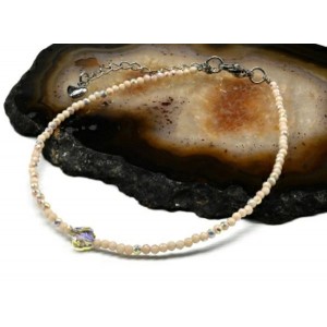 Браслет на ногу из циркона шарик гр.2мм, цвет кремовый, 21см (иск.)