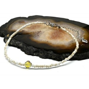 Браслет на ногу из циркона шарик гр.2мм, цвет белый, 21см (иск.)