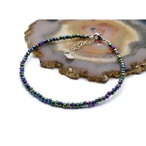 Браслет на ногу из циркона шарик гр.3мм цвет хамелеон, 21см (иск.)