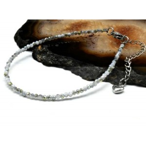 Браслет из циркона шарик гр.2мм цвет сизый, 19см (иск.)