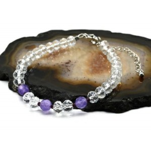 Браслет из циркона рондель гр.6*5мм цвет фиолетовый, 18см (иск.)