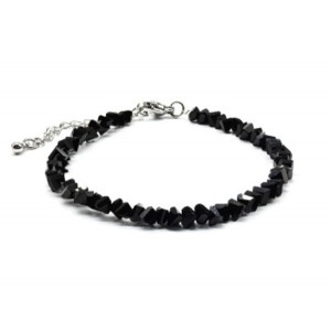 Браслет из циркона огранка 4мм цвет черный, 17см (иск.)