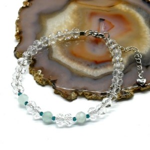 Браслет из циркона рондель гр.6*5мм цвет лазурный, 18см (иск.)