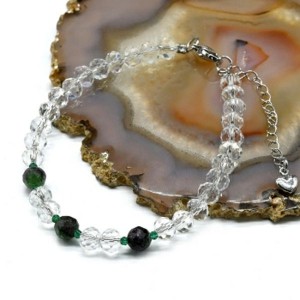 Браслет из циркона с цоизитом рондель гр.6*5мм, 18см