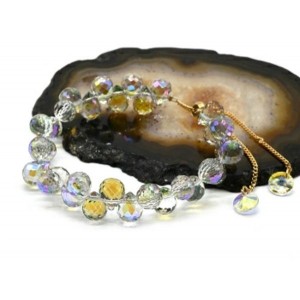 Браслет из циркона капля 10*8мм цвет хрусталь хамелеон, 16см (иск.)