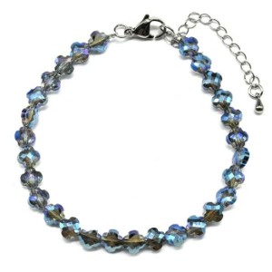 Браслет из циркона клевер 6мм цвет синий, 18см (иск.)