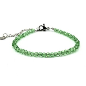 Браслет из циркона шарик гр.3мм цвет зеленый, 17см (иск.)
