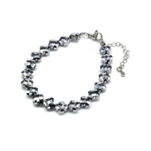 Браслет из циркона клевер 8мм цвет серебристый, 18см (иск.)