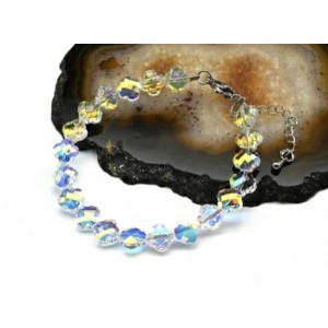 Браслет из циркона клевер 8мм, цвет хрусталь хамелеон, 18см (иск.)