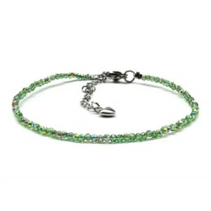 Браслет из циркона шарик гр.2мм цвет зеленый, 19см (иск.)