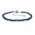 Браслет из циркона шарик гр.3мм цвет синий, 17см (иск.)