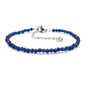 Браслет из циркона шарик гр.3мм цвет синий, 17см (иск.)