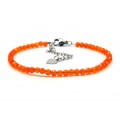 Браслет из циркона шарик гр.3мм цвет оранжевый, 17см (иск.)