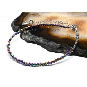 Браслет из циркона шарик гр.2мм цвет хамелеон, 19см (иск.)