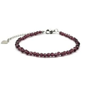 Браслет из циркона шарик гр.3мм цвет фиолетовый, 17см (иск.)