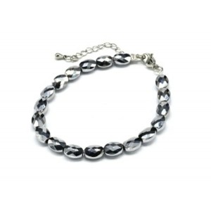 Браслет из циркона овал 6*8мм цвет серебристый, 18см (иск.)