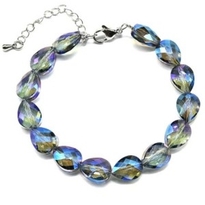 Браслет из циркона капля 9*12мм цвет синий, 18см (иск.) Браслет из циркона капля 9*12мм цвет синий, 18см (иск.)