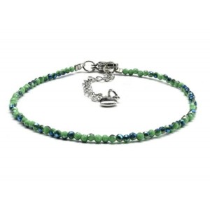 Браслет из циркона шарик гр.2мм цвет зеленый, 19см (иск.)