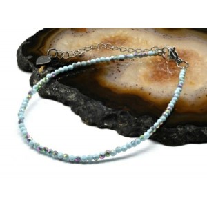 Браслет из циркона шарик гр.2мм цвет голубой, 19см (иск.)