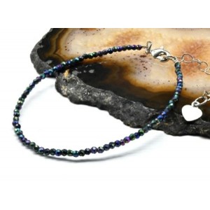 Браслет из циркона шарик гр.2мм цвет синий хамелеон, 19см (иск.)