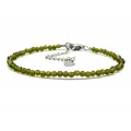 Браслет из циркона шарик гр.3мм цвет оливковый, 17см (иск.)