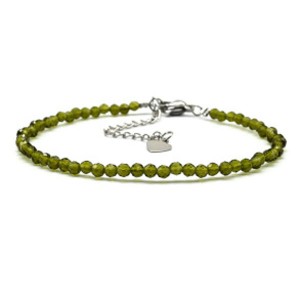 Браслет из циркона шарик гр.3мм цвет оливковый, 17см (иск.)