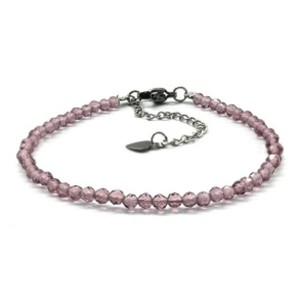 Браслет из циркона шарик гр.3мм цвет сиреневый, 17см (иск.)