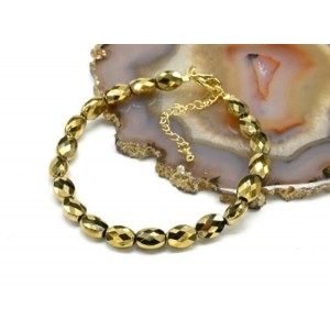 Браслет из циркона овал 6*8мм цвет золотистый, 18см (иск.)