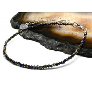 Браслет из циркона шарик гр.2мм цвет хамелеон, 19см (иск.)