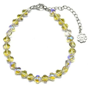 Браслет из циркона клевер 6мм цвет зелено-голубой, 18см (иск.)