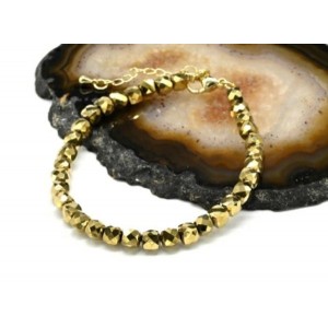 Браслет из циркона кубик гр.5мм цвет золотистый, 18см (иск.)