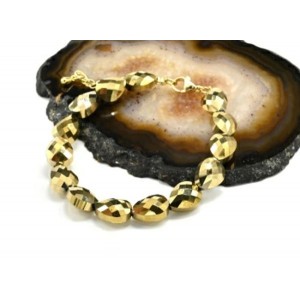 Браслет из циркона капля 9*12мм цвет золотистый, 18см (иск.)