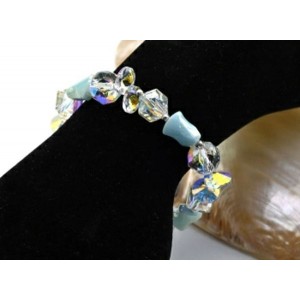 Браслет с цирконом цвет голубой, 16см (иск.)