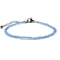 Браслет из граненых бусин мелких 2мм циркон цвет голубой, 17см (иск.)