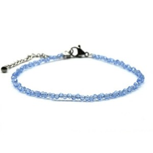 Браслет из граненых бусин мелких 2мм циркон цвет голубой, 17см (иск.)