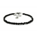 Браслет из циркона шарик гр.3мм цвет черный, 17см (иск.)