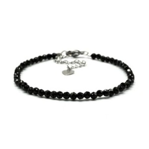 Браслет из циркона шарик гр.3мм цвет черный, 17см (иск.)