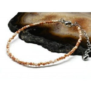 Браслет из циркона шарик гр.2мм цвет песочный, 19см (иск.)