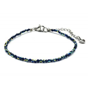 Браслет из циркона шарик гр.2мм цвет золотисто-синий, 19см (иск.)