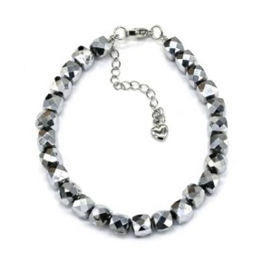 Браслет из циркона кубик 6мм цвет серебристый, 18см (иск.)