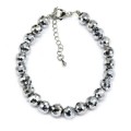 Браслет из циркона шарик гр.8мм цвет серебристый, 18см (иск.)
