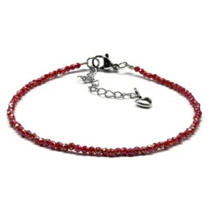 Браслет из циркона шарик гр.2мм цвет ягодный, 19см (иск.)