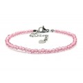 Браслет из циркона шарик гр.3мм цвет розовый, 17см (иск.)