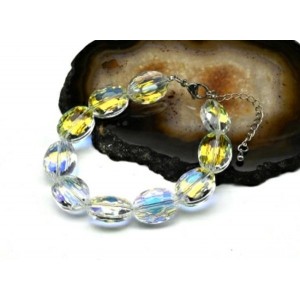 Браслет из циркона овал 12*16мм, цвет хрусталь хамелеон, 18см (иск.)