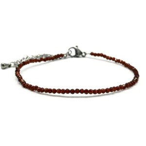 Браслет из граненых бусин мелких 2мм циркон цвет бурый, 17см (иск.)