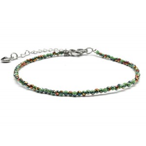 Браслет из циркона шарик гр.2мм цвет золотисто-зеленый, 19см (иск.)