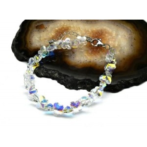 Браслет из циркона форма 6*8мм, цвет хрусталь хамелеон, 18см (иск.)