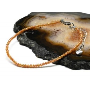 Браслет из циркона шарик гр.2мм цвет песочный, 19см (иск.)